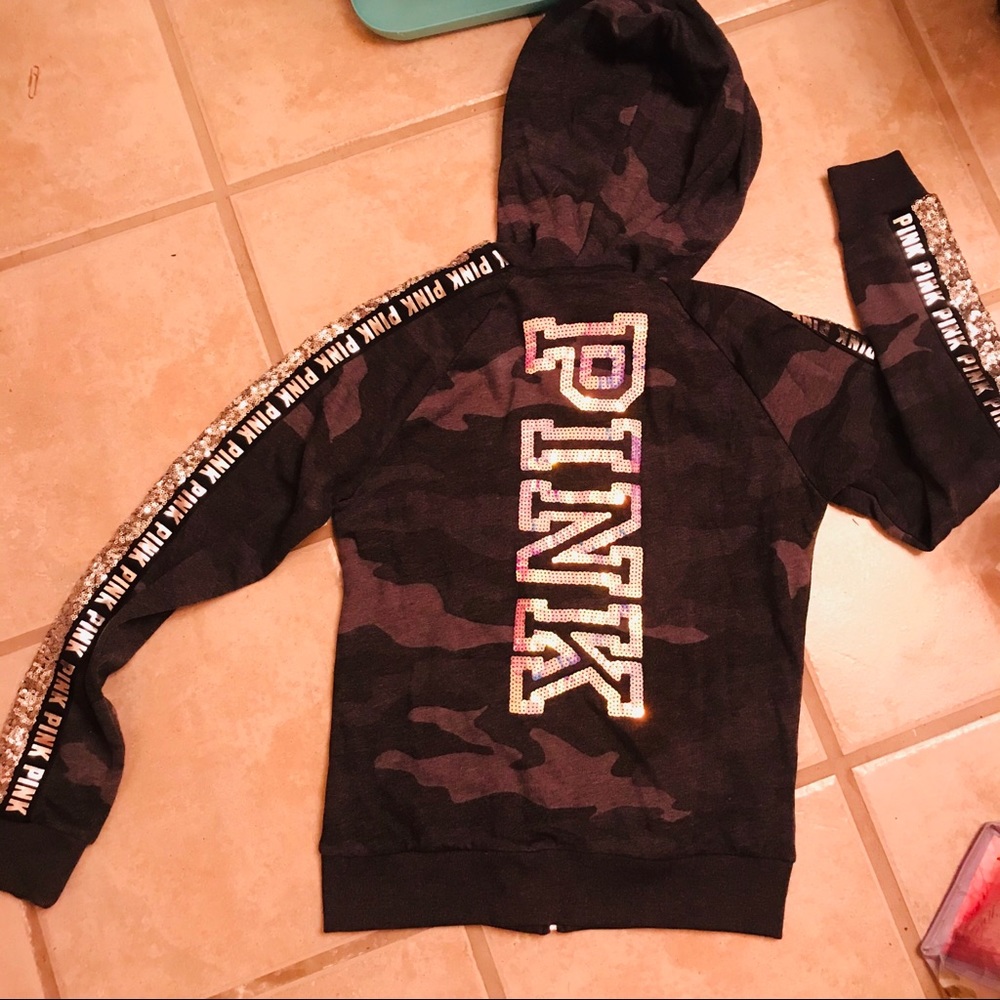 Victoria Secret Pink Sequins Hoodie Camo
